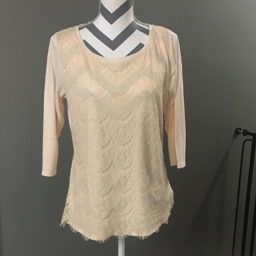 Light Pink/Blush Lace Top Large